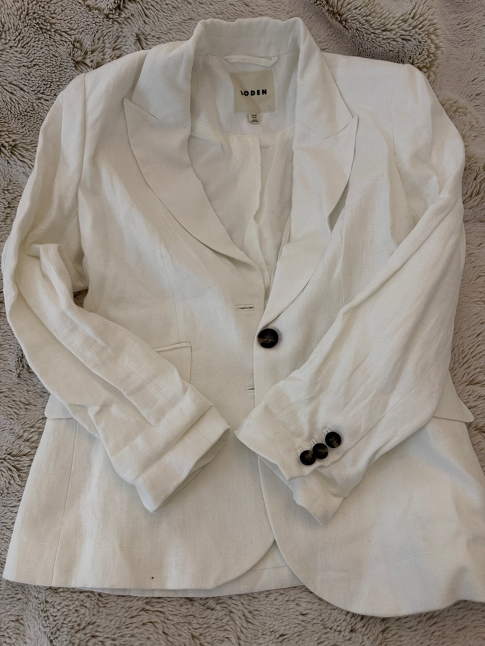 Boden Linen Blend White Blazer - Modern Tailored Jacket